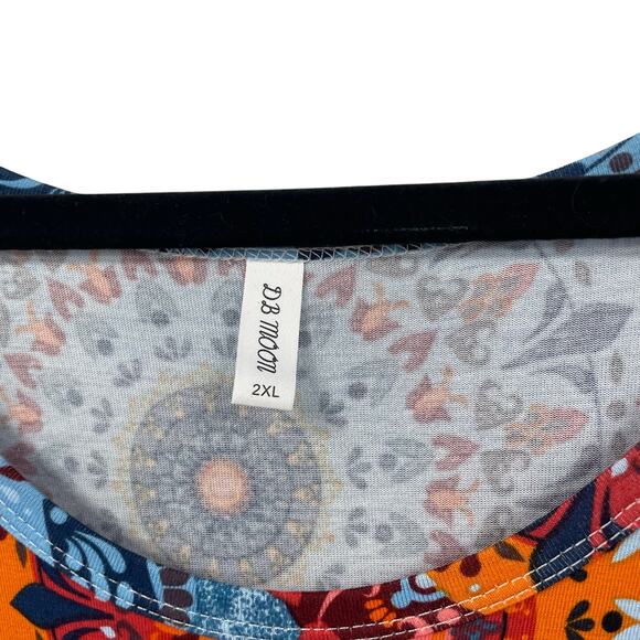 DB Moon Blue Orange Medallion Print Plus Size Midi Dress Womens 2XL - Picture 3 of 5